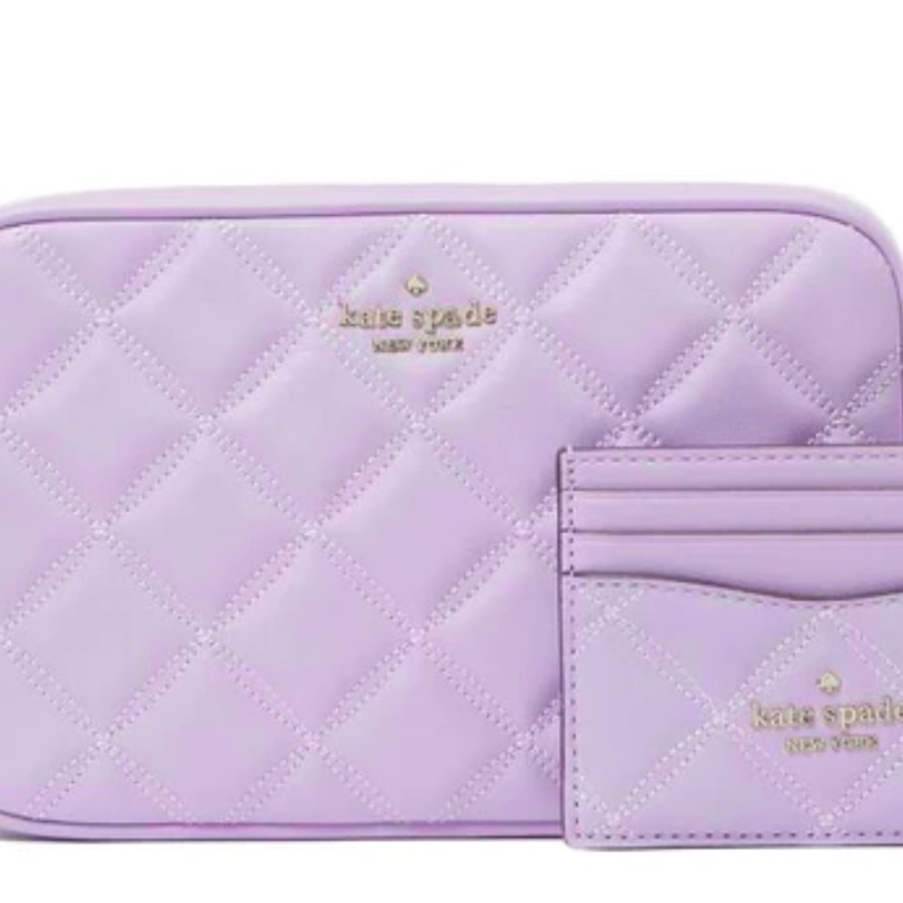 Kate Spade Lavender Quilted Pouch and Card Holder